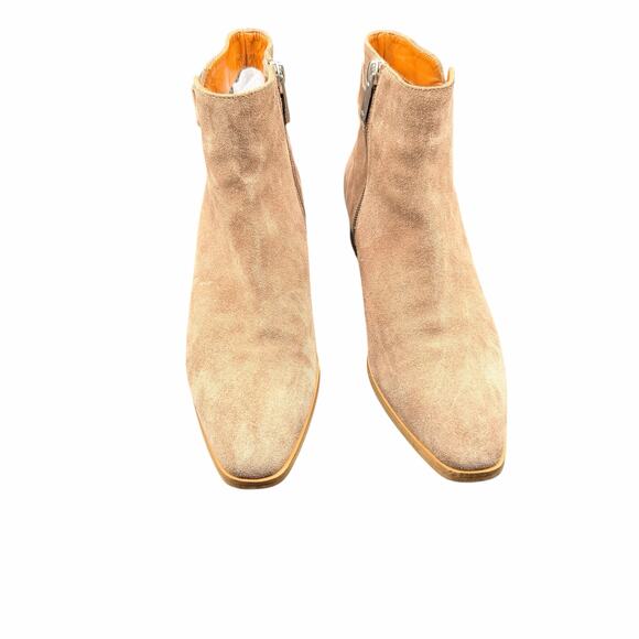 Aquatalia Faria Taupe Suede Buckle Ankle Boots 9.5 Waterproof Low Heel - Picture 3 of 11